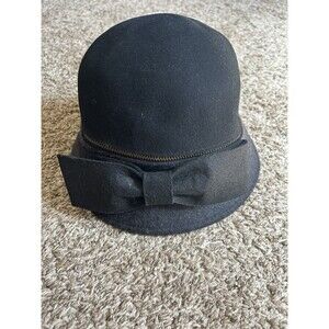 John Callanan Legacy Black Gray Wool Cloche Bucket Hat One Size Zipper Abbey